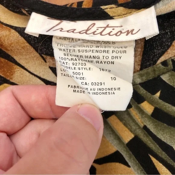 Vintage Tradition Tropical Floral Pattern Artsy Sleeveless Midi Dress. US 10. - Picture 4 of 10